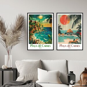 Playa del Carmen Mexico Travel Poster Print Wall Mexico Playa del Carmen Poster Wall Poster Home Decor Canvas Mexiko Travel Illustration
