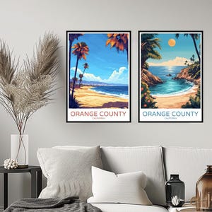 Orange County Kalifornien Poster Reise Druck Los Angeles Orange County USA Wand Wohnkultur Leinwand Reise Geschenk Raumdekoration Illustration