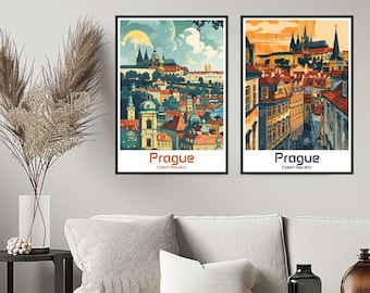 Affiche VINTAGE Château De Karlštejn - Tchécoslovaquie - Poster 50x70 Cm HQ - Neuf