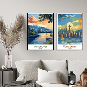 Vancouver Canada Poster Travel Print Vancouver Canada British Columbia Wall Art Home Decor Canvas Travel Gift Illustration Home Decoration