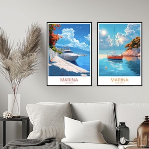 Marina California Poster Travel Print Marina Beach Monterey County USA Wall Home Decor Canvas Travel Gift Room Decoration Illustration