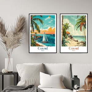 Cozumel Mexico Travel Poster Print Wall Mexico Island Cozumel Canyon Poster Wall Poster Home Decor Canvas Mexiko Caribbean Sea Travel