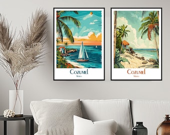 Cozumel Mexico Travel Poster Print Wall Mexico Island Cozumel Canyon Poster Wall Poster Home Decor Canvas Mexiko Caribbean Sea Travel