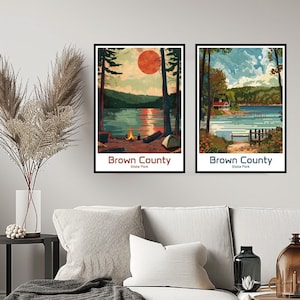 Brown County State Park Poster Travel Print Brown County State Park Wall Art Home Decor Canvas Travel Gift Illustration Room USA Decoration