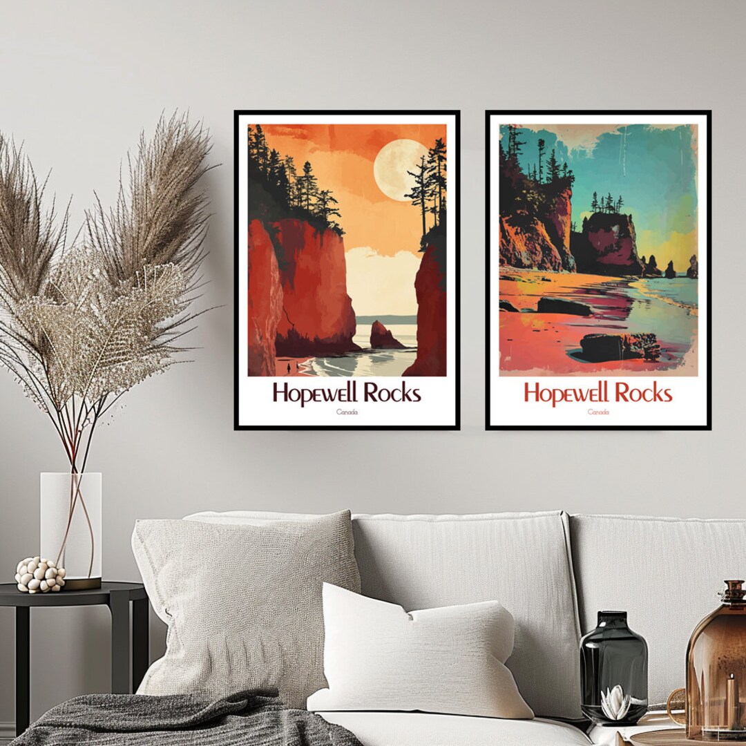 Hopewell Rocks Provincial Park Canada Travel Poster Print Wall Hopewell ...