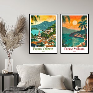 Puerto Vallarta Mexico Travel Poster Print Wall Mexico Puerto Vallarta Poster Wall Poster Home Decor Canvas Mexiko Puerto Vallarta Beach Sea
