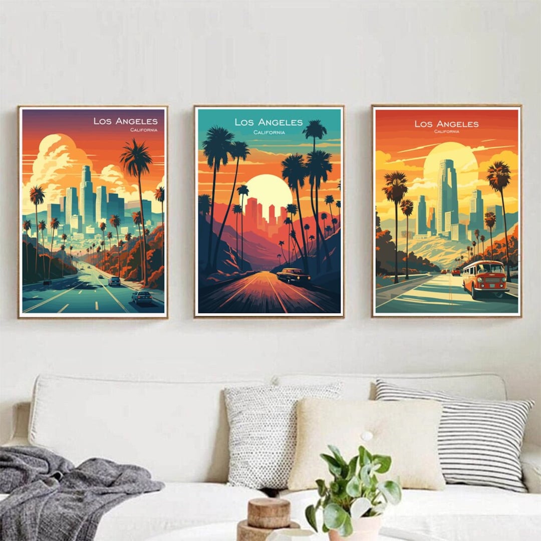 Los Angeles Travel Poster Print Wall Art Los Angeles California Wall ...