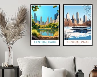 Central Park New York Poster Travel Print New York NYC Central Park Wall Home Decor Canvas Travel Gift American New York Room USA Decoration