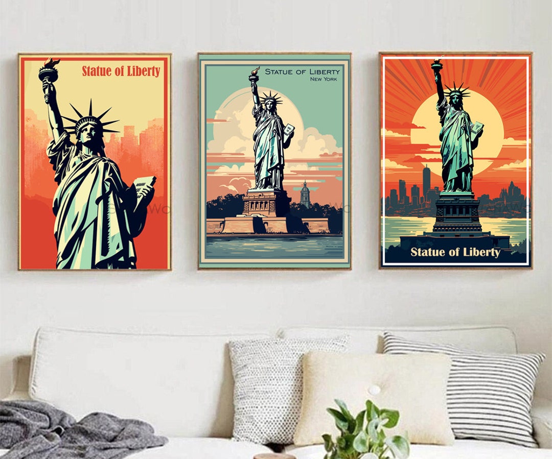 New York Statue of Liberty Travel Poster Print Wall Art Statue Liberty — free download