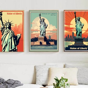 New York Statue of Liberty Travel Poster Print Wall Art Statue Liberty Wall Poster Home Decor Canvas Poster Designer New York Poster Print