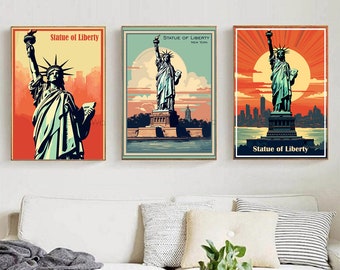 New York Statue of Liberty Travel Poster Print Wall Art Statue Liberty Wall Poster Home Decor Canvas Poster Designer New York Poster Print