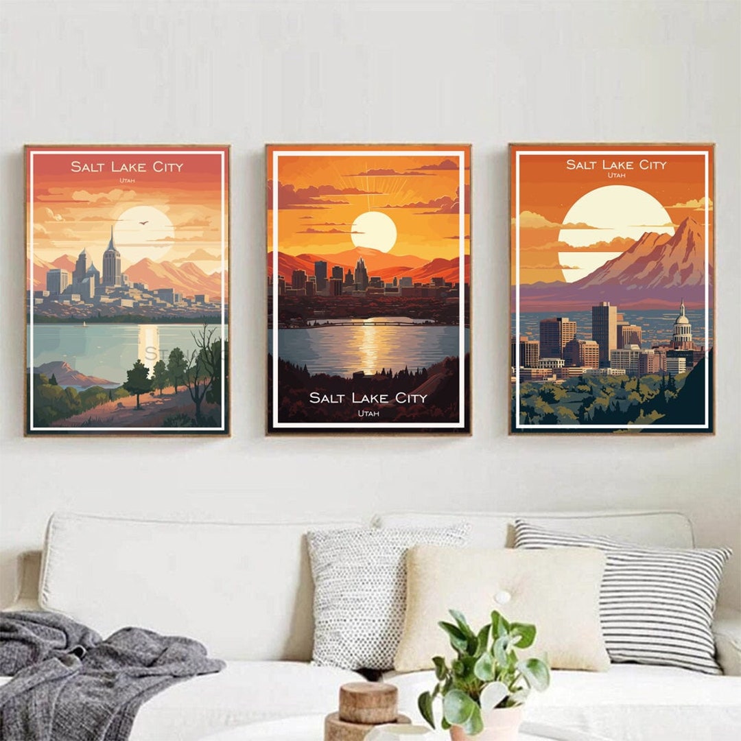 Salt Lake City Travel Poster Print Wall Art Salt Lake City Utah Wall