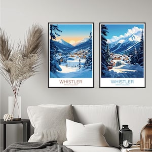 Whistler British Columbia Poster Travel Print Whistler British Ski Resort Wall Home Decor Canvas Travel Gift Room Canada Decoration