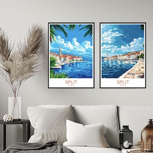 Split Croatia Poster Travel Print Murvica Brač Split-Dalmatia Wall Home Decor Canvas Travel Gift Croatia Illustration Room Decoration