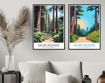 Muir Woods National Monument California Poster Travel Print Marin County Muir Woods Wall Home Decor Canvas Travel USA Gift Room Decoration