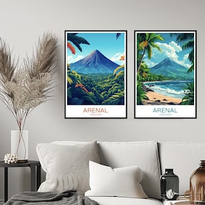 Arenal Volcano Costa Rica Poster Travel Print Arenal La Fortuna Wall Home Decor Canvas Travel Costa Rica Gift Illustration Room Decoration