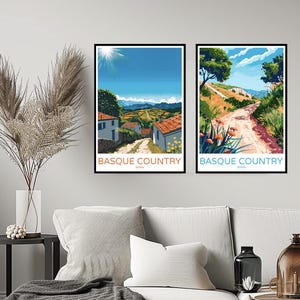 Basque Country Spain Poster Travel Print Bay Biscay Bilbao Basque Country Wall Home Decor Canvas Travel Spain Illustrations Gift Decoration