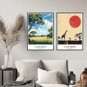 Luangwa National Park Poster Travel Print National Park Luangwa Africa Wall Home Decor Canvas Travel Tanzania Gift Room Decoration