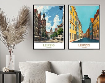 Leipzig Germany Poster Travel Print Leipzig Saxony Deutschland Cities Wall Home Decor Canvas Travel Germany Gift Room Decoration