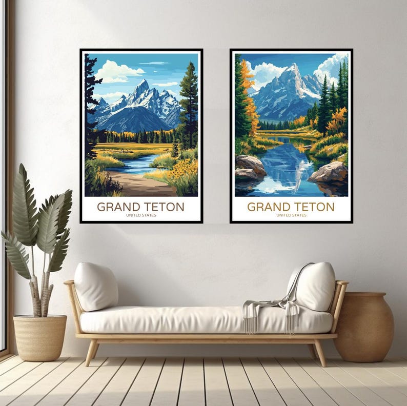 Grand Teton United States Wall Poster Digital Print Teton County ...