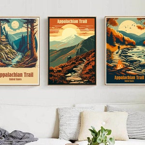 Póster de viaje de los Apalaches, Estados Unidos, impresión de arte de pared, póster de pared de montaña de los Apalaches, EE. UU., decoración del hogar, póster de lienzo, diseñador