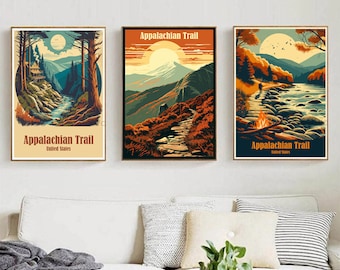 Appalachian Trail Unites States Travel Poster Print Wall Art Appalachian Trail USA Mountain Wall Poster Home Decor Canvas Poster Designer
