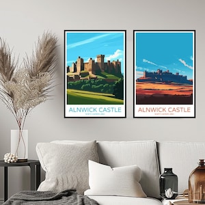 Château d&#39;Alnwick Northumberland affiche impression de voyage château d&#39;Alnwick mur décor à la maison toile voyage angleterre cadeau décoration