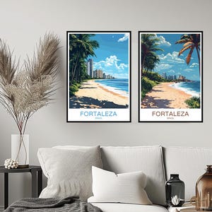 Fortaleza Brazil Poster Travel Print Fortaleza Ceará Meireles Beach Wall Home Decor Canvas Travel Brazil Illustration Gift Decoration