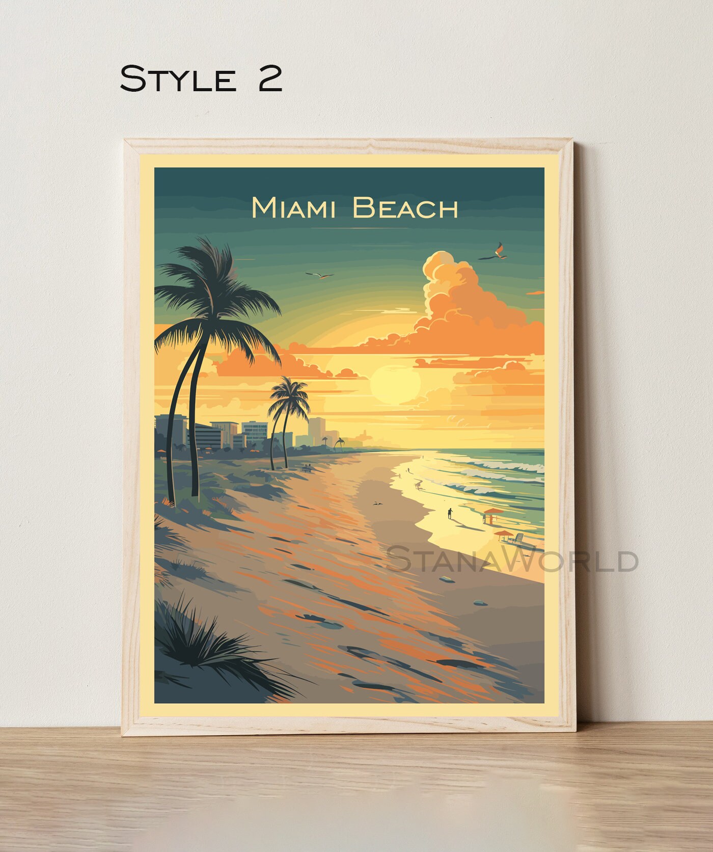 Miami Beach Travel Poster American Decor USA Travel Poster Miami Decor