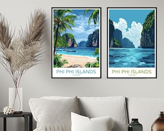 Phi Phi-eilanden Thailand Poster Reizen Print Bangkok Phi Phi Phuket Malakka Muur Home Decor Canvas Travel Gift Thailand Kamer decoratie