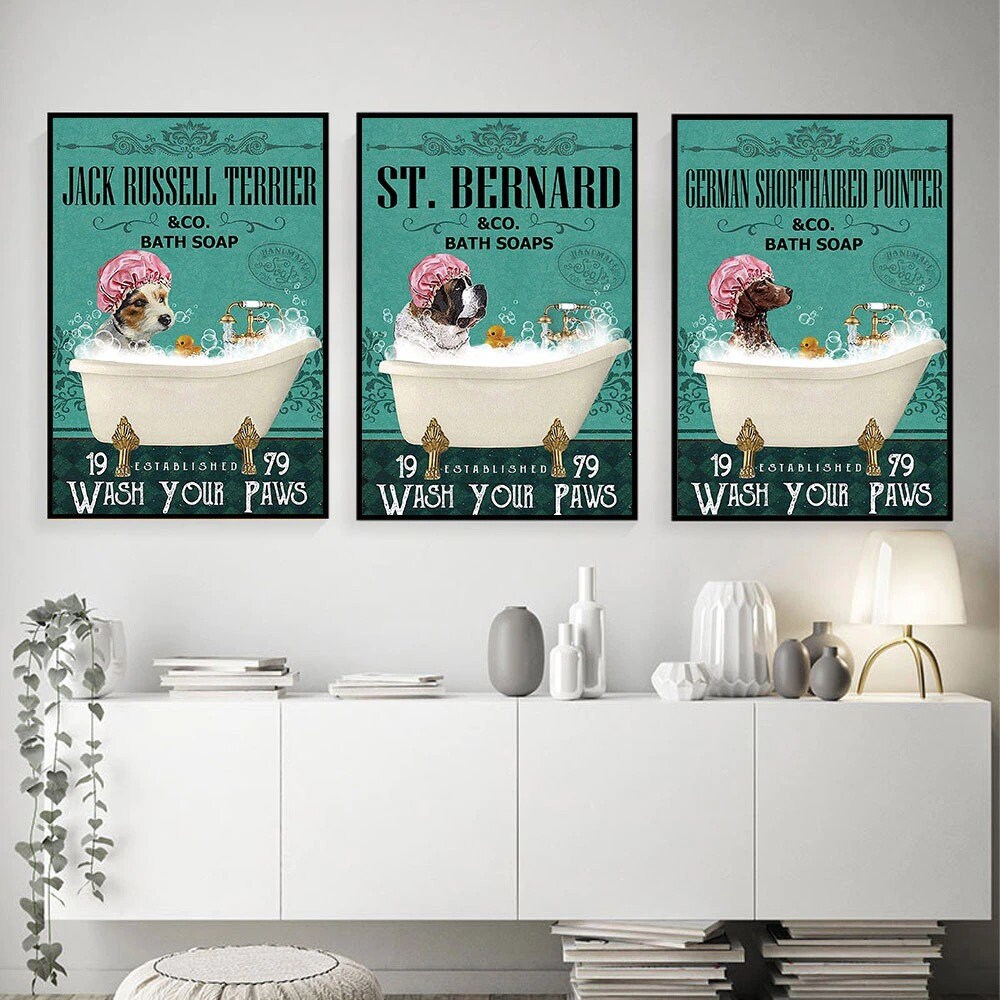 German Shepherd & Co. Bath Soaps Wash Your Paws Canvas Poster Etsy