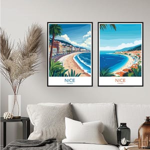 Nice France Poster Travel Print Nice Provence-Alpes-Côte d&#39;Azur Marseille Wall Home Decor Canvas Travel France Illustration Gift Decoration