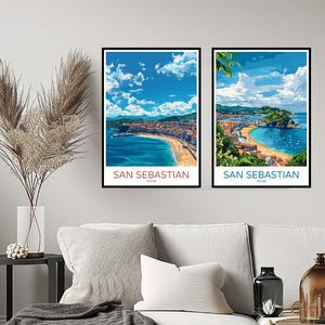 San Sebastian Spain Poster Travel Print San Sebastian Basque Donostia Wall Home Decor Canvas Travel Spain Illustrations Gift Decoration