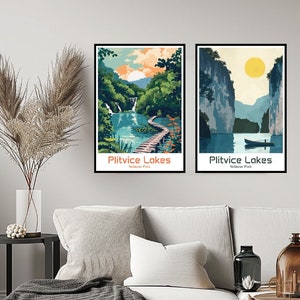 Plitvice Lakes National Park Poster Travel Print Croatia Plitvice Lakes Park Wall Home Decor Canvas Travel Gift Croatia Room Decoration