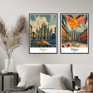 Milan Italy Poster Travel Print Wall Italy Milan Poster Wall Art Home Decor Canvas Milan Travel Italy Gift Illustration
