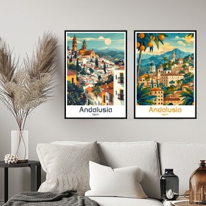 Andalucía España Cartel Viaje Impresión Pared España Andalucía Cartel Pared Arte Casa Decoración Lienzo Andalucía Viaje España Regalo Ilustración