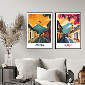 Antigua Guatemala Travel Poster Print Wall Guatemala Antigua Poster Wall Poster Home Decor Canvas Antigua Guatemala Travel Illustration