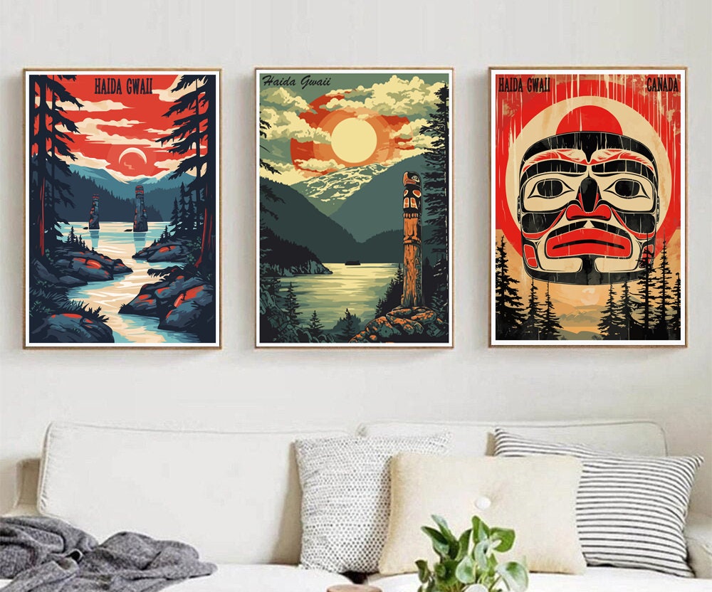 Haida Gwaii Canada Travel Poster Print Wall Art British Columbia