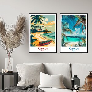 Cancun Mexico Travel Poster Print Wall Mexico Cancun Poster Wall Poster Home Decor Canvas Mexiko Cancun Travel Beach Sea