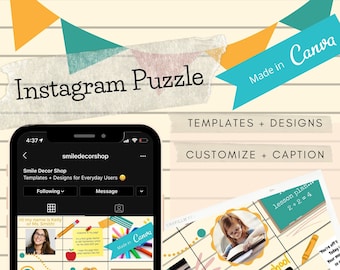 Plantilla de rompecabezas de Instagram, Plantilla de maestro de publicaciones de Instagram, Canva de rompecabezas de Instagram, Plantilla de rompecabezas de Instagram para Canva, Instagram de maestro