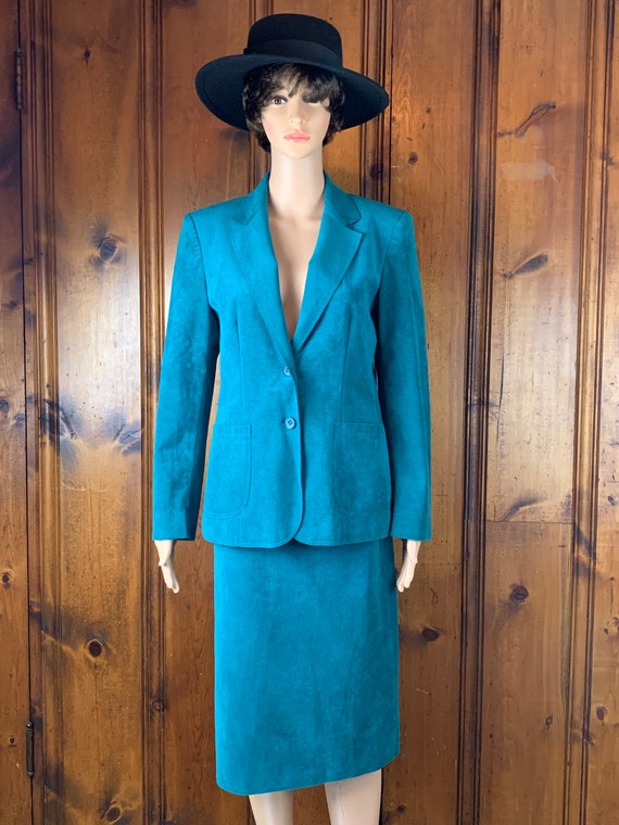 Adolph Schuman for Lilli Ann teal 2 piece suit