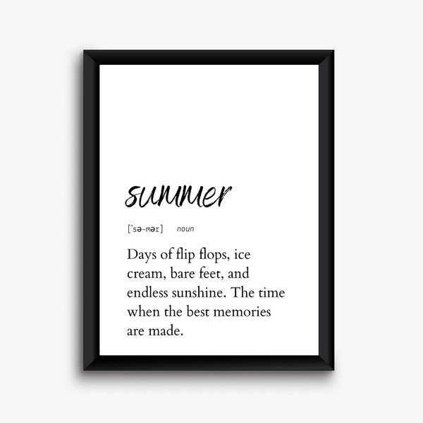 Summer Definition, Printable Wall Art, Summer Poster, Summer Quote, Summer Printable, Summer Lover Gift, Summer Wall Art, Wall Decor