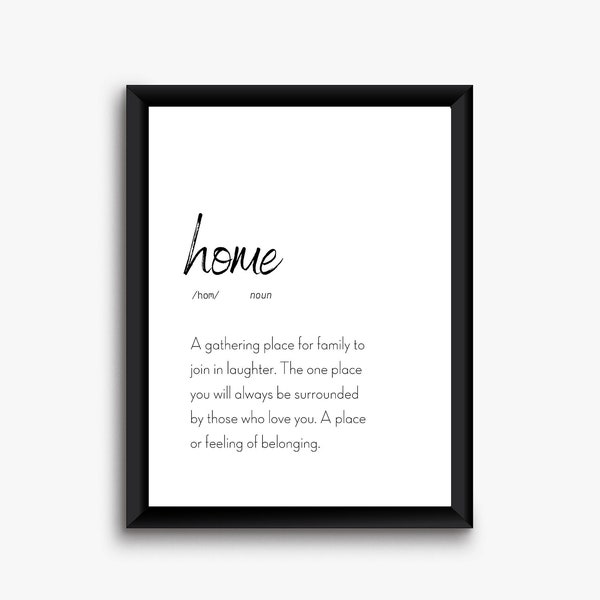 Home Definition Print, Minimalistic Wall Art, Dictionary Printable, Definition Wall Decor, Wall Art for Living Room, Entry Way Decor