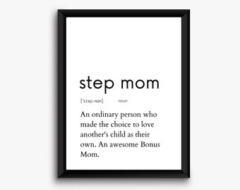 Mothers Day Printable Wall Art, Last Minute Gift Idea for Bonus Mom, Step Mother Birthday Present, Minimalist Art for Mom, Step Mom Gift