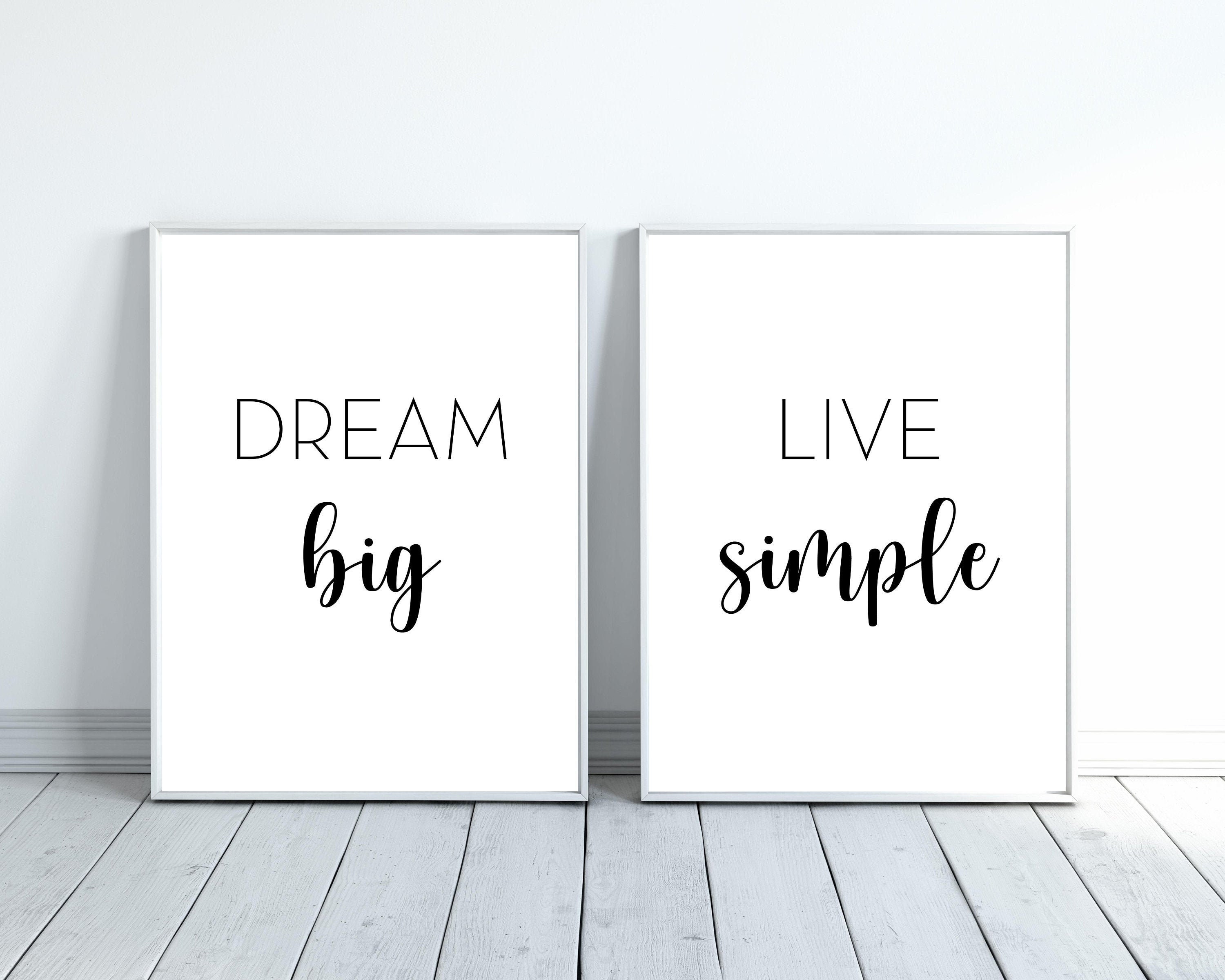 Dream Big Live Simple PrintSet of 2 PrintsPrintable Wall | Etsy