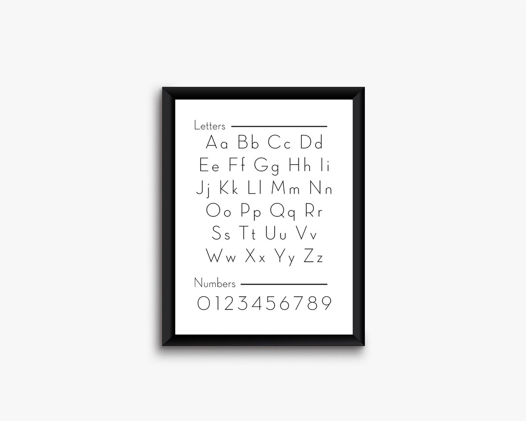 Letters and Numbers Printable Wall Art, Alphabet Print, Writing Chart ...