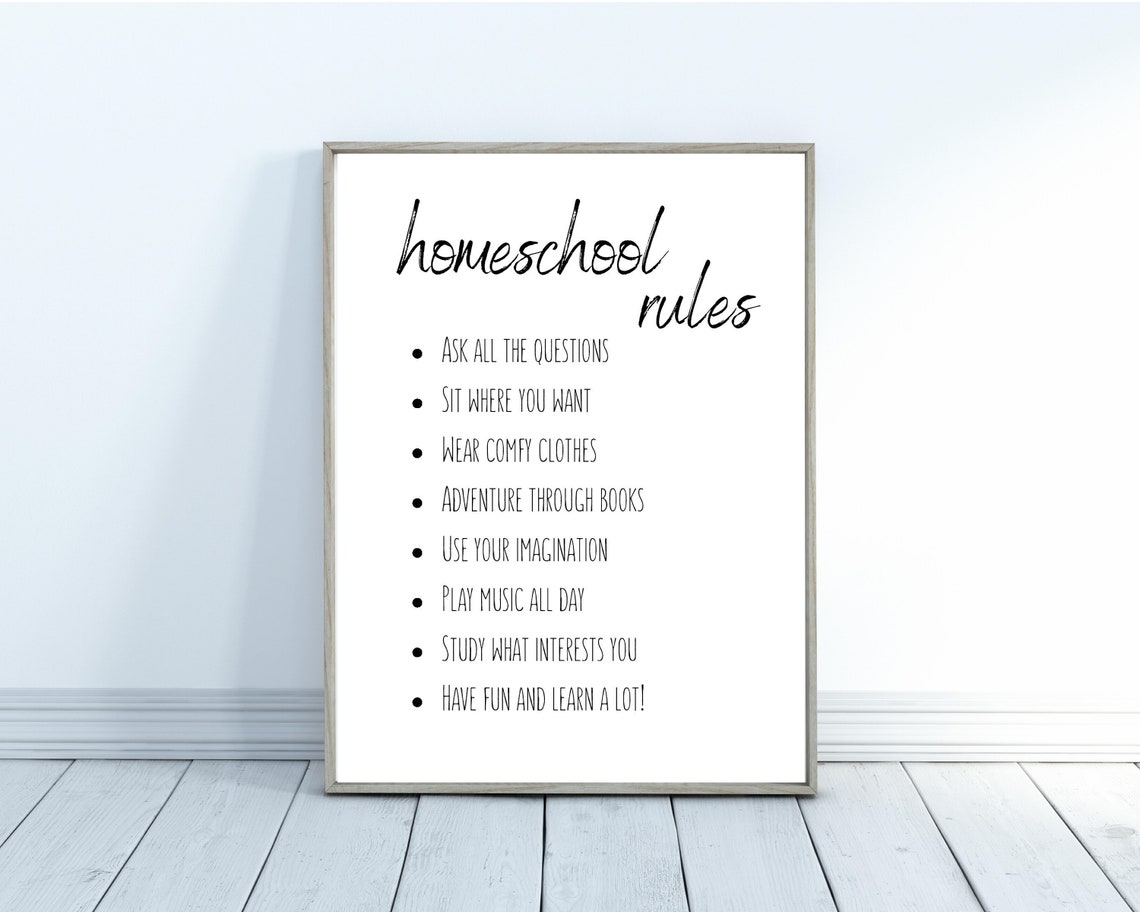 Homeschool Rules Printhomeschool Room Decorhomeschool Wall - Etsy