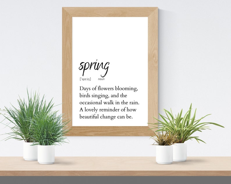 Spring Definition Printable Wall Art Spring Poster Spring Etsy
