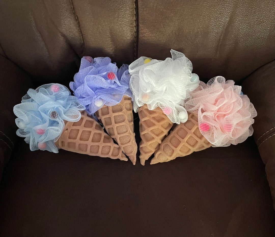 Ice Cream Cone Shaped Bath Pouf Loofah Sponge Etsy