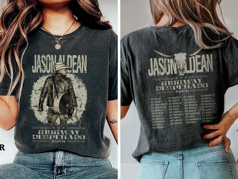 T-shirt Graphique Tournée Jason Aldean 2015 - Taille M, Marque Gildan, Occasion En Très Bon état